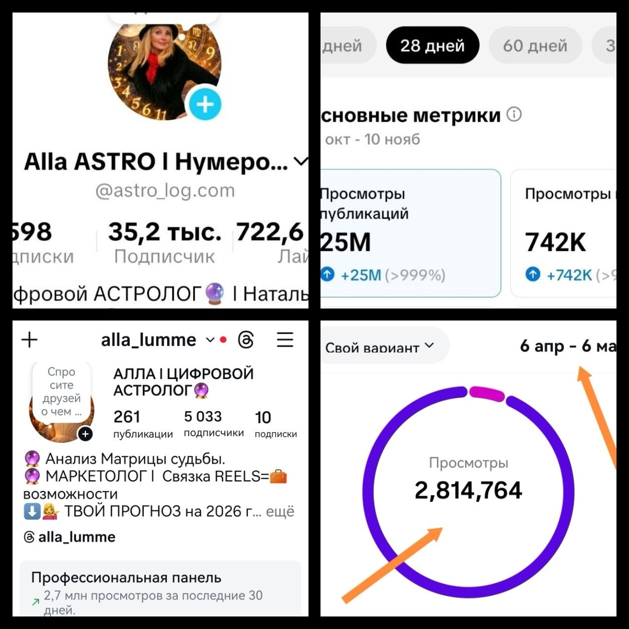 Профили и статистика просмотров